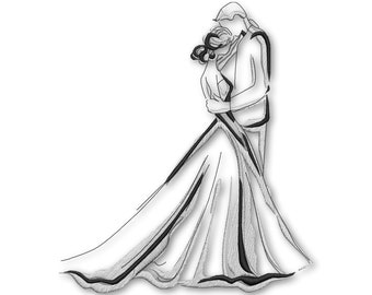 Bride and Groom Wedding Embroidery Designs Machine Instant Digital Download Pes Hus File