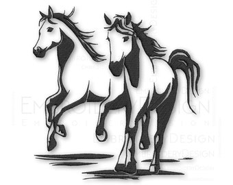 Horses Run Embroidery Designs Machine Instant Digital Download Pes Hus File
