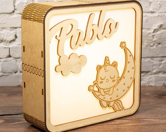 Lámpara Infantil Luna, Luz de Noche, Lámpara Quitamiedos, Iluminación Infantil, Lámpara Personalizada, Luz Infantil Personalizada