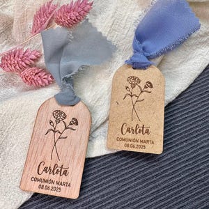 Tischkarten mit Stoffschleife. Personalisiert, ideal für Hochzeiten, Kommunionen, Taufen, Geburtstage, Feiern