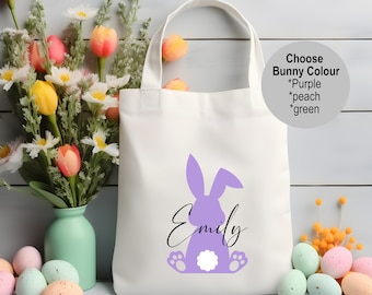 Personalised Easter Tote bag | Cute Bunny Easter tote bag | Easter Egg Hunt Bag