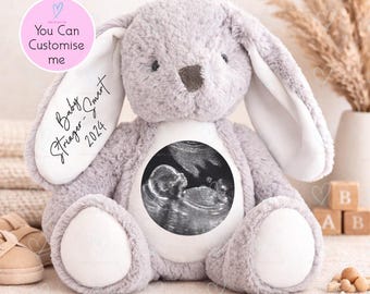 Personalised Ultrasound Bunny | Baby Scan Teddy | Pregnancy Announcement Gift | Custom Sonogram Plush | Baby Due Date Bunny | Baby Shower