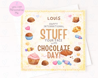 Personalised Chocolate Day Card, Funny Chocolate Card, Custom Name Card, International Chocolate Day Card, Sweet Treat Card, Food Lover Gift