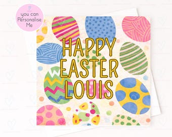 Personalised Easter Card, Custom Name Easter Card, Happy Easter Card, Kids Easter Card, Easter Egg Card, Personalised Greeting Card
