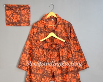 100% Cotton Pajama Set, Anokhi Print Cotton Pyjama Set, Bridesmaid Pj Set, Women Cotton Pajama, Loungewear Pajamas, Pant With Bag