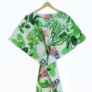 Floral Hand Block Cotton Kaftan Dress: Bohemian Beach Cover-Up