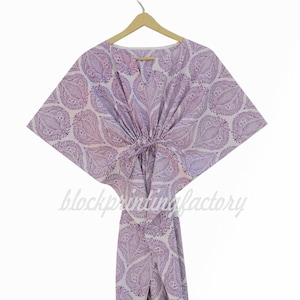 Indian handmade cotton caftan, floral print caftan dress, summer sleepwear, women nightwear, Japanese caftan, bikini cover up, gift for her.