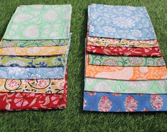 Handmade Block Print Cotton Napkins: Eco-Friendly Reusable Dinner Napkins