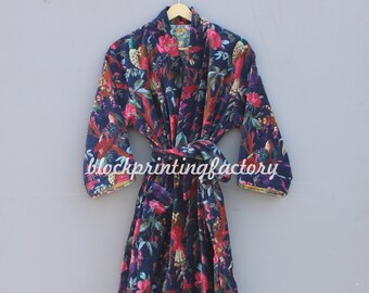 Robe quimono de veludo com estampa floral: casaco de veludo de algodão estilo boho