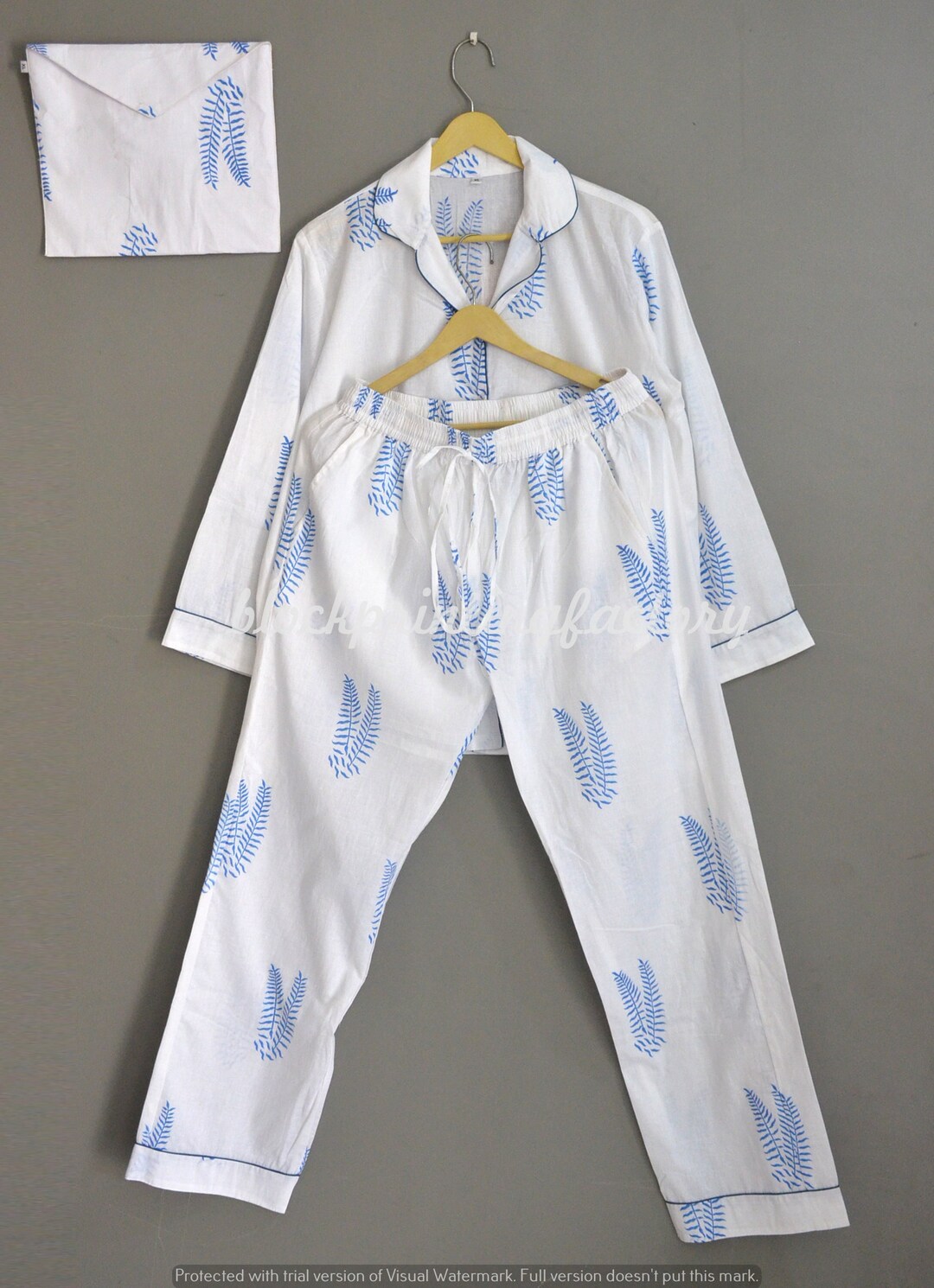 Anokhi Printed Cotton Pyjama Set, Indian 100 Pure Cotton Pyjamas