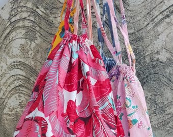 Wholesale Cotton Drawstring Shopping Bags: Eco-Friendly Reusable Gift Bags - Assorted Prints