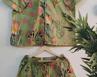 100% hand made cotton floral printed pajama set