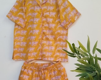 100% hand made cotton floral printed pajama set