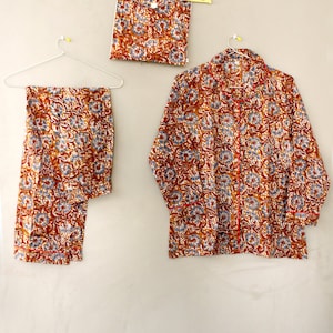 Block Printed Cotton Pajama Set: Handmade Sleepwear