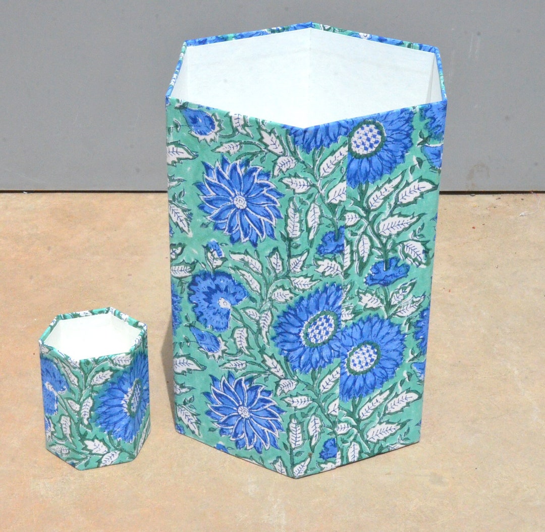 Waste Bin Study Room Dustbin Hand Block, Study Room Dustbin Hand Block Printed Handmade Home