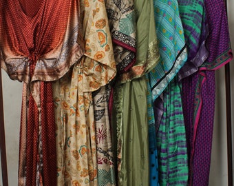 Wholesale Lot: Recycled Silk Sari Caftans - Patchwork Kimono Robes