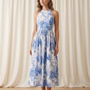 toile bridesmaid dresses Blue And White Toile Dress