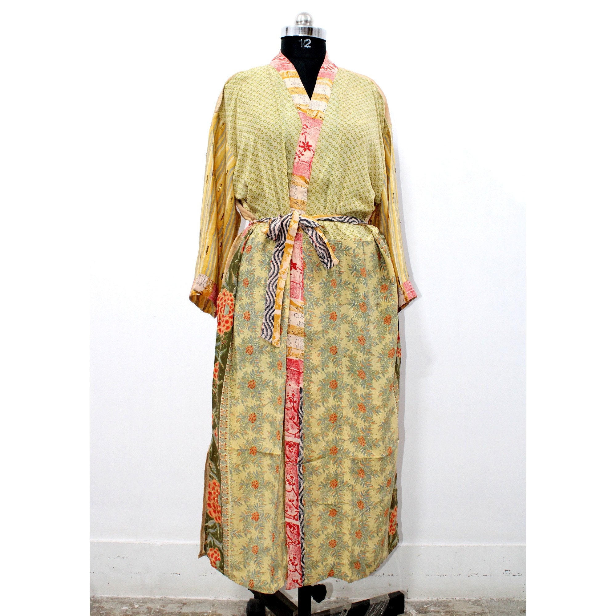 recycled sari silk robe