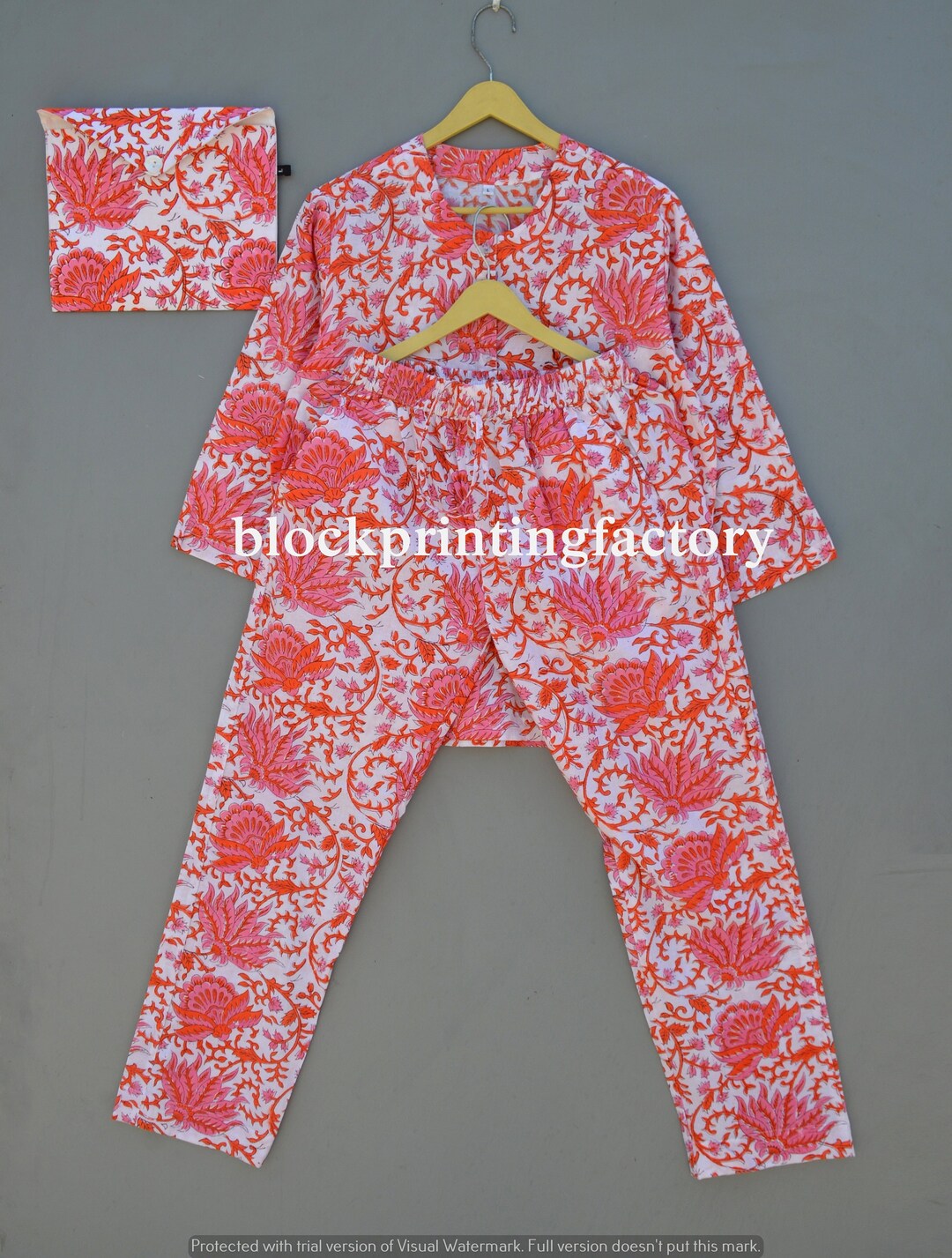 Cotton Pajama Set Floral Pyjama Set in Hand Block Print Etsy