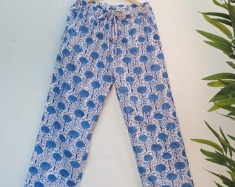 Floral Cotton Pajama Pants - Boho Lounge Trousers