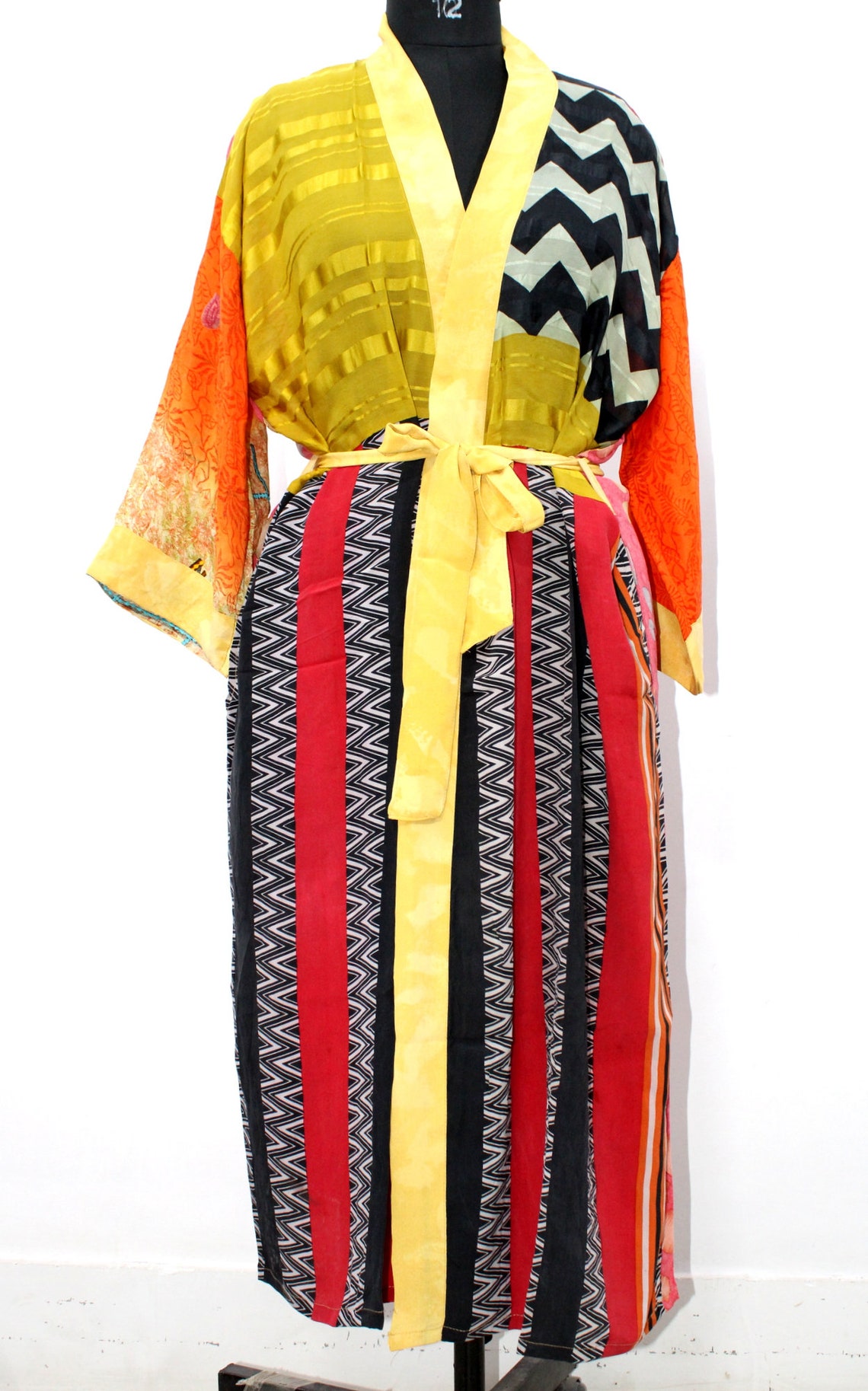 Robe en soie kimono Multi Color Silky Kimono manches robe Etsy