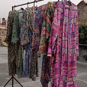 Wholesale Lot silk Sari Kimono robe, Indian Sari Kimono, Vintage Sari Kimono, Women bathrobe, bridal Robe, handmade robe, Gift For Her.