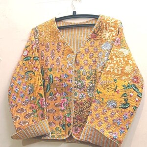 Block Printed Cotton Quilted Jacket: Handmade Boho Coat