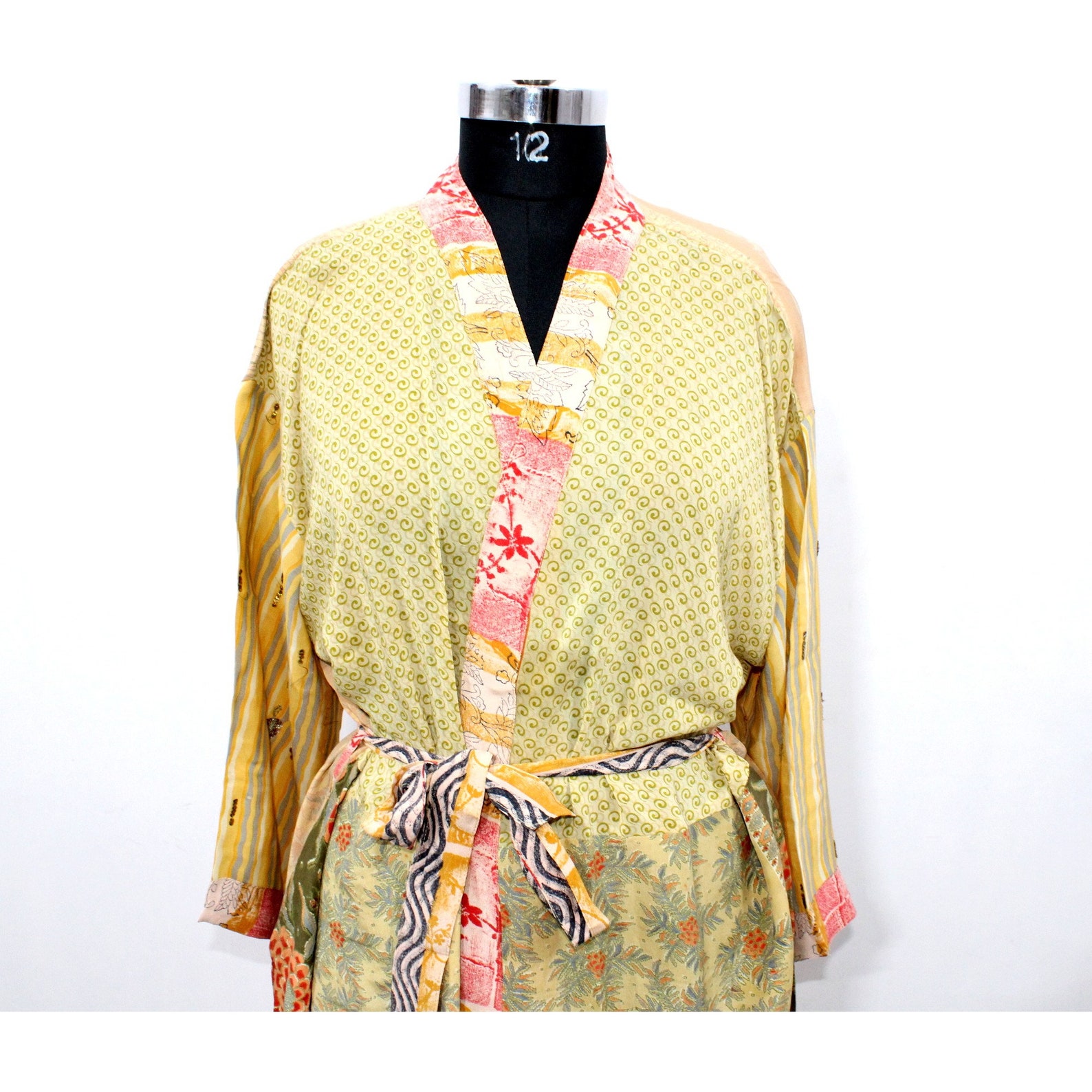 recycled sari silk robe
