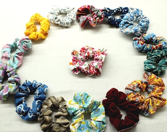 Elastici per capelli in cotone con stampa a blocchi: elastici per capelli boho, tessuto riciclato