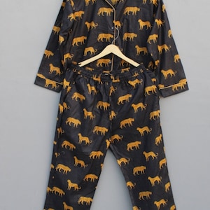Tiger Print Cotton Pajama Set: Summer Lounge Wear