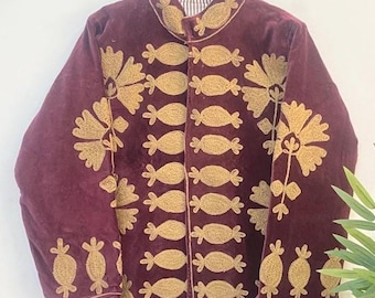 Handmade Suzani Velvet Embroidery Jacket: Reversible Indian Coat.