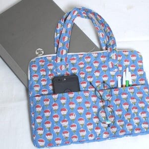 Hand Block Cotton Laptop Sleeve: Quilted Floral Laptop Bag