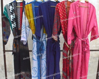 Kimono Robe aus Seide: Vintage Sari Fabric, Beach Cover-Up.
