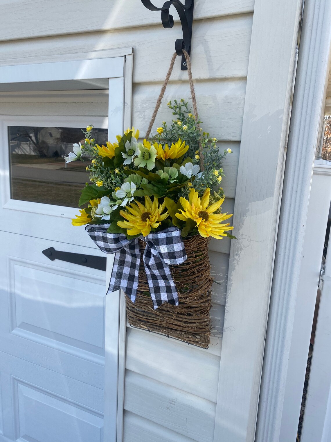 Front Door Basket/sunflower hanging basket Etsy