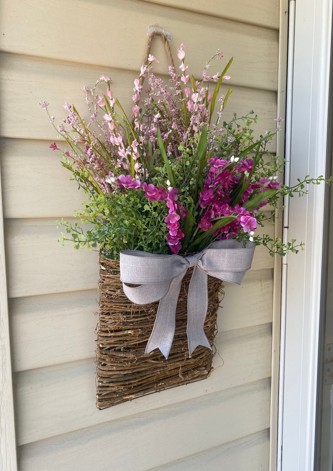 Front Door Basket/Spring Floral Hanging Basket Etsy