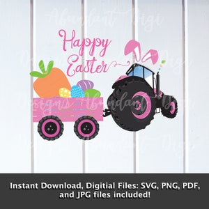 Tractor Easter Bunny SVG - Digital Download, Instant Download, svg, png, jpg, Illustrator, PNG, digital download, cut file, Home Decor