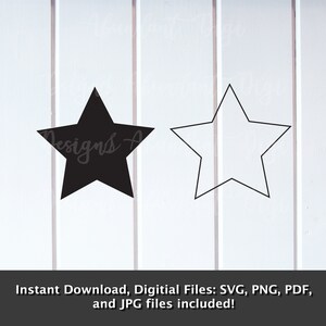 Simple Stars - Star SVG, Barn star, digital download, instant download, png, jpg, svg, pdf, wall decor, star clipart, home decor, stars sky