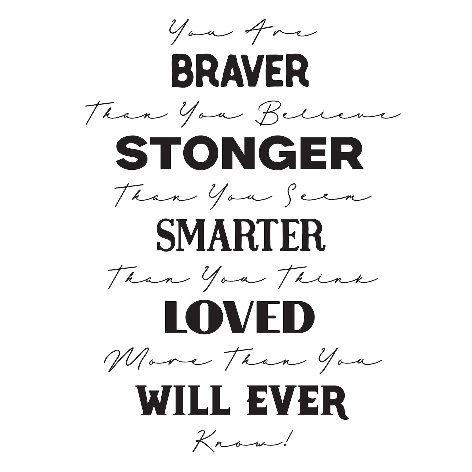 Brave, Strong, Smart, Loved More, Inspirational Quotes, Motivational