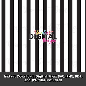 May include: Black and white striped background with the text "Abundant Digital Designs" in rainbow colors.