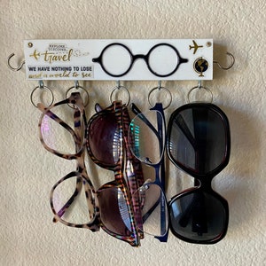 Unique wall organizer for eyewear, masks, and keys