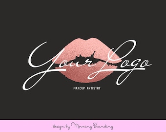 Custom Lip Gloss Logo Design, Beauty Makeup Artist Logo ,Digital