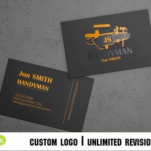 BUSINESS CARD TEMPLATE, Handyman Custom Personalized Business Card, Minimalist Masculine Business Card, Home repair Branding Cards, repair