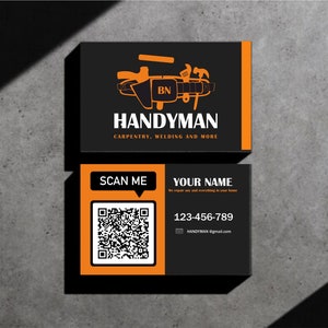 BUSINESS CARD TEMPLATE, Handyman Custom Personalized Business Card, Minimalist Masculine Business Card, Home repair Branding Cards, repair