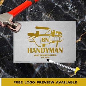 Sellos de logotipo de reparación de hogar de negocios personalizados para marca masculina, tarjetas de marca de reparación de hogar, logotipo de manitas, logotipo de pequeña empresa