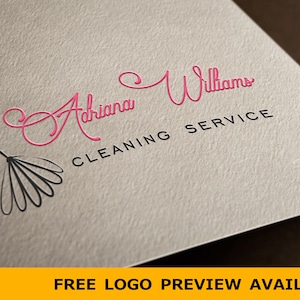 Cleaning Logo, Cleaning Service Logo, House Cleaning Logo, Housekeeper Logo, Cleaning Lady Logo, Broom Logo, Premade Logo Template