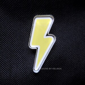 Acrylic 1.6&quot; Lightning Bolt Pin with Rubber Backing | Pin | Bag, Denim Jacket, Lapel, Hat Accessories | Gift Idea