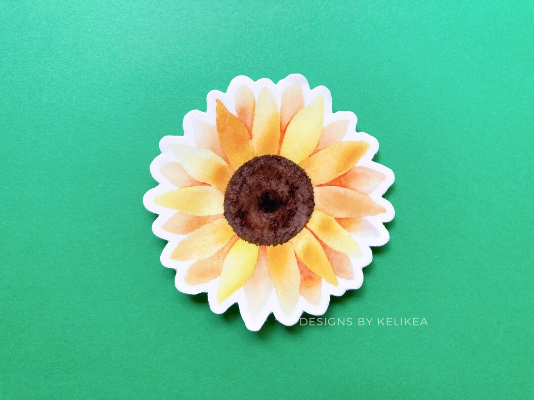 Watercolor Sunflower Premium Vinyl Matte Sticker | Art Sticker ...