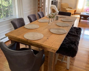 Simply Elegant Handmade Farmhouse Dining Table Made from Reclaimed Local Barn Wood