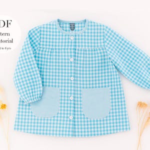 Kids School Smock Sewing Pattern: Toddler Art Apron PDF (Sizes 1-6 Years, English/Spanish)