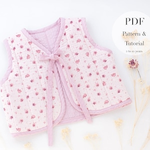 Tutoriel et patron de couture pour gilet enfant en PDF l 2 à 10 ans l Gilet matelassé facile en PDF l Instructions de couture PDF unisexe l Anglais espagnol image 1